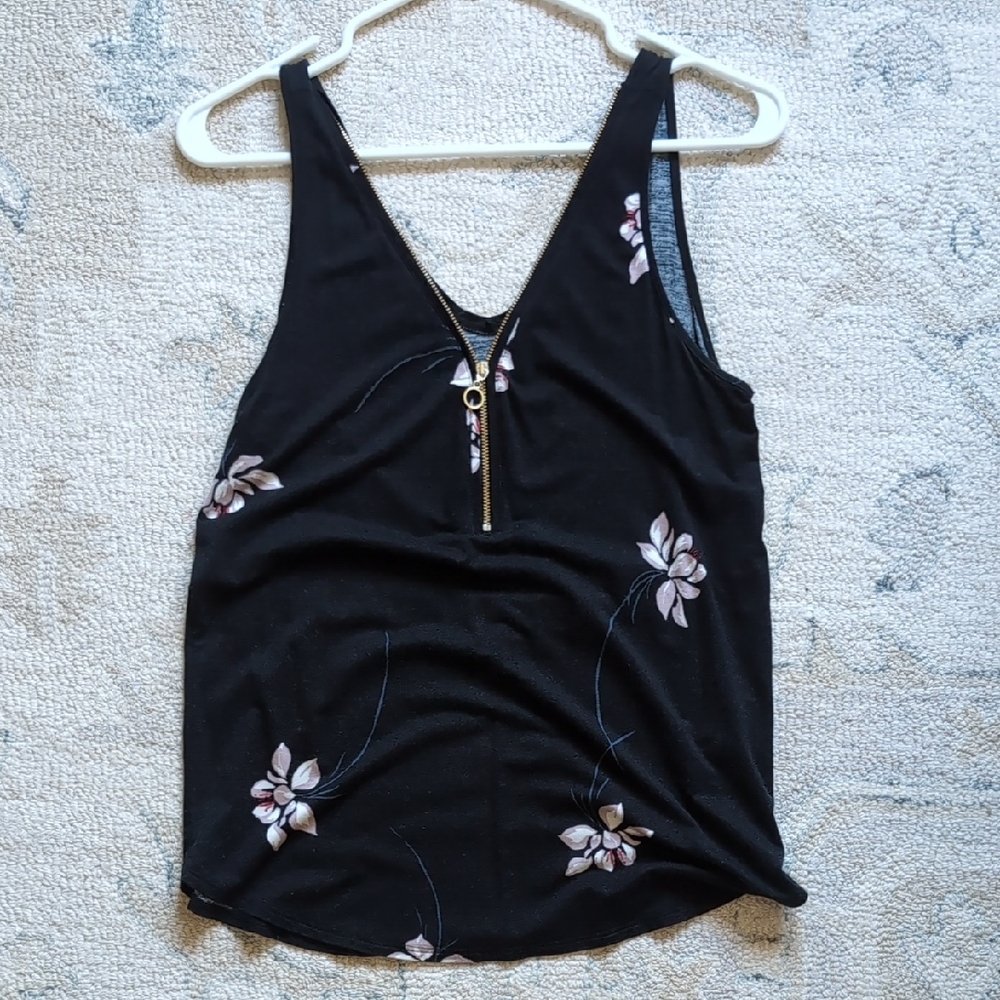 Floral Black Sleeveless Top